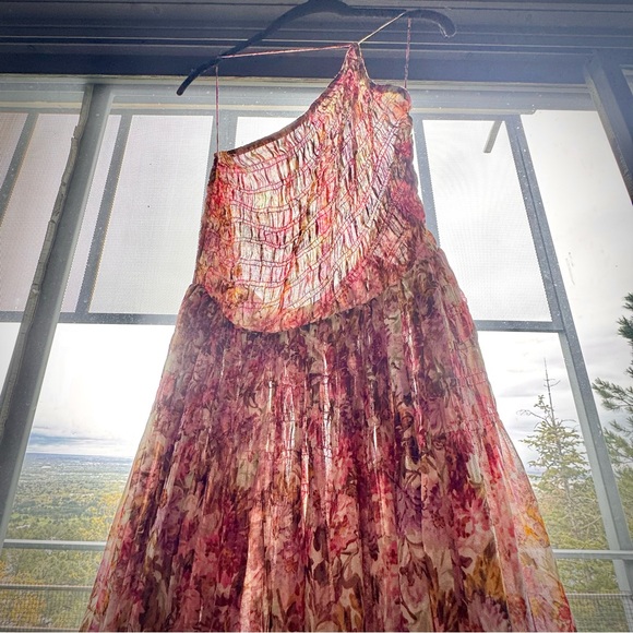 💋SOLD💋🪷🍧DÔEN ‘Felicity’ Silk JARDIN DU PALAIS Smocked Backless Dress XS✨ - Picture 5 of 17